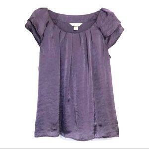 Christopher & Banks Purple Short Sleeve Silky Boho Top Size M